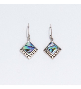 Brincos de Madrepérola Prateados - Quadrados com Pontos