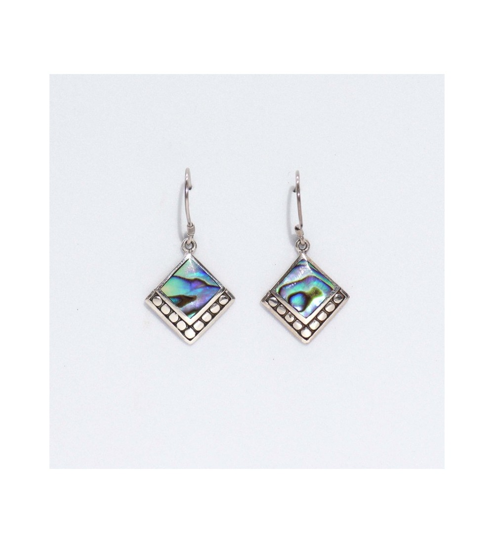 Brincos de Madrepérola Prateados - Quadrados com Pontos